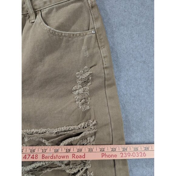 Fashion Nova Jeans Womens 13 Taupe Distressed Ripped Wide Leg Cotton Style TTCB3 - Picture 8 of 16